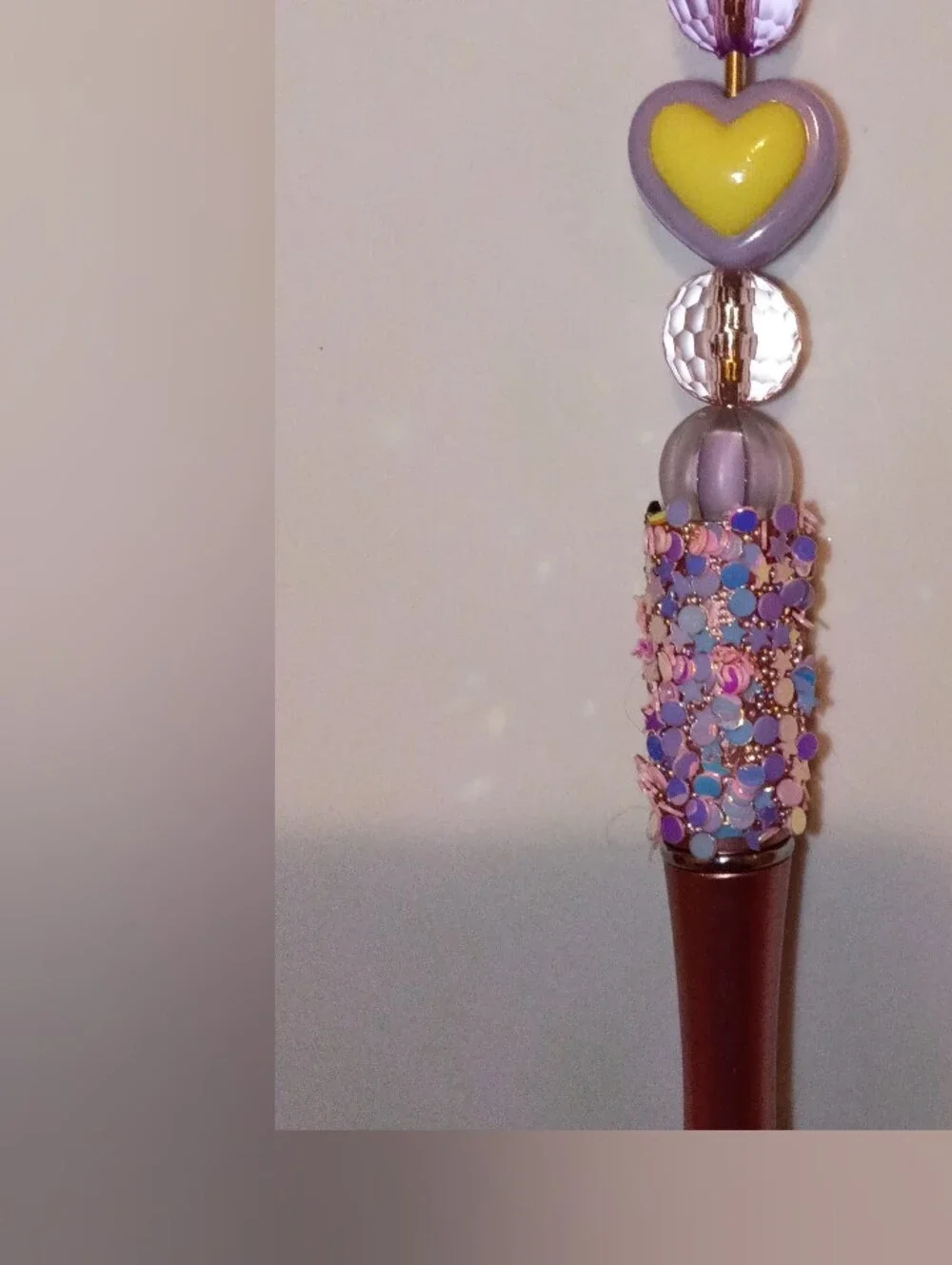 Kids Heart Bead Pen - Purple & Yellow